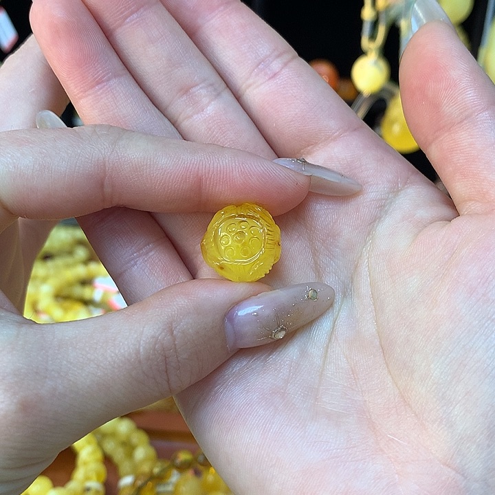 蜜蜡手链未镶嵌蜜蜡莲花吊坠