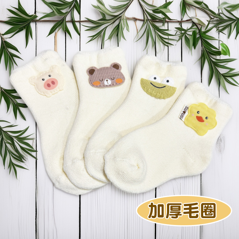 冬季婴儿袜子加绒加厚保暖地板袜宝宝3-6-12月过膝长袜新生长筒袜