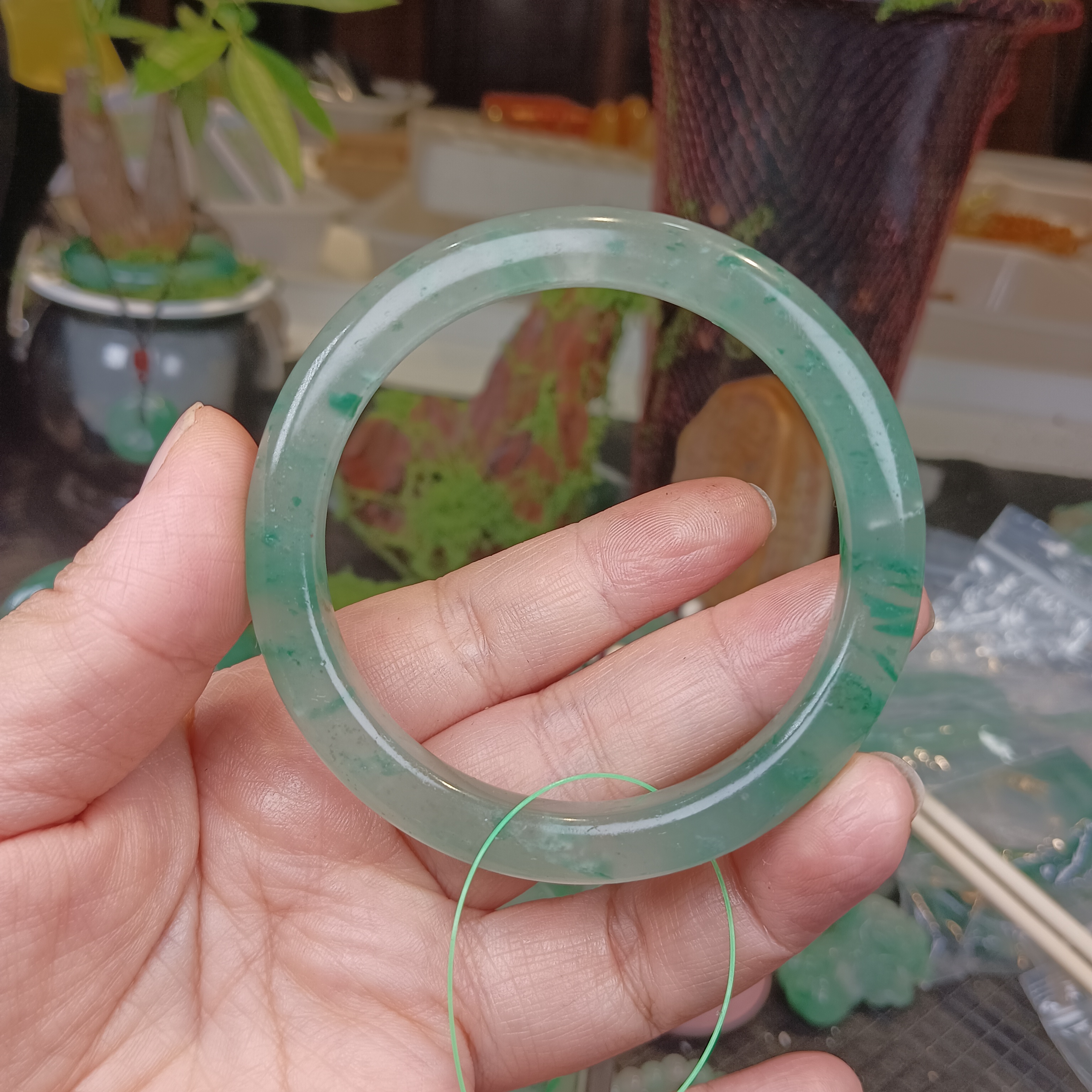 天然非洲翠手镯卡58编码01
