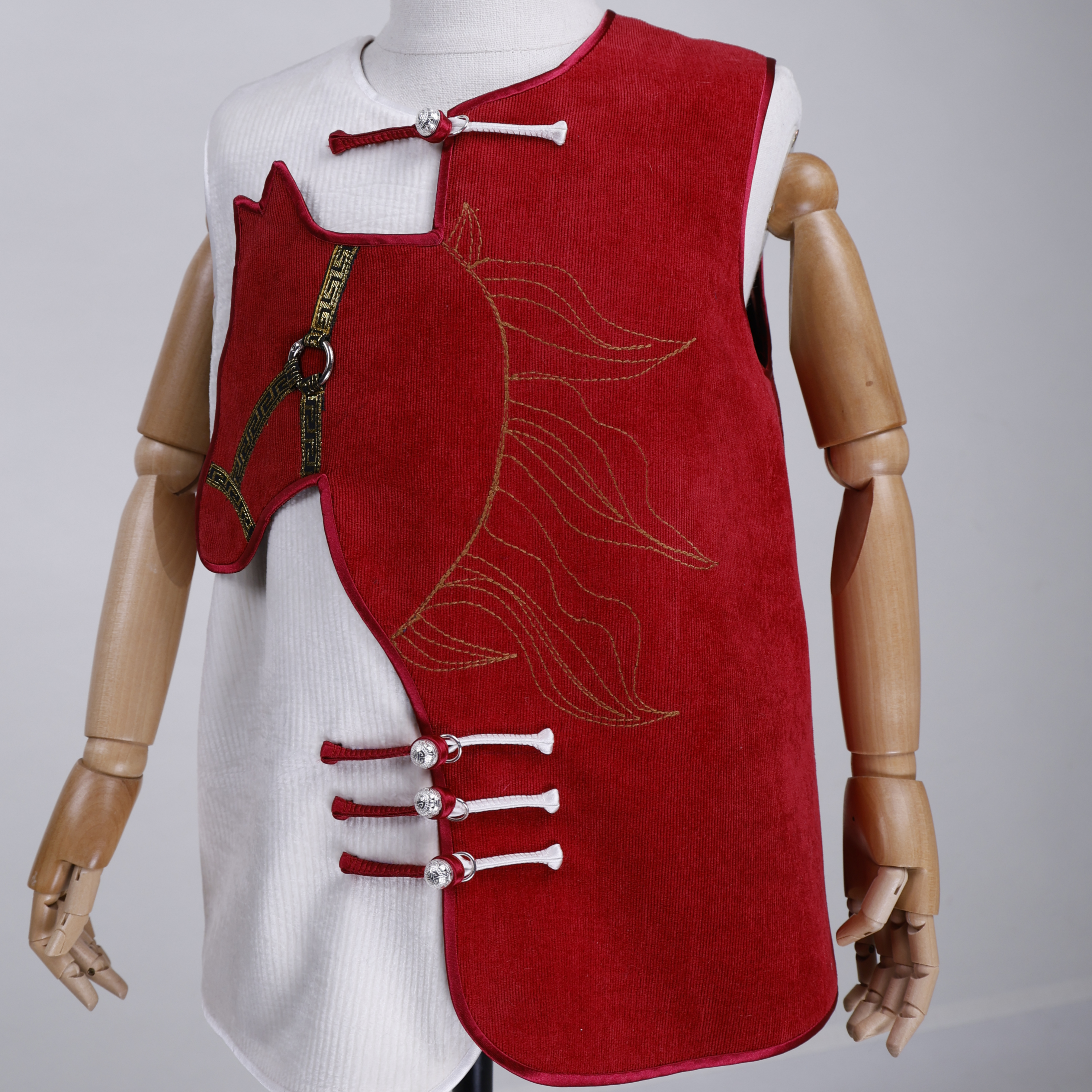 蒙古马甲四季款蒙古族条绒儿童马甲