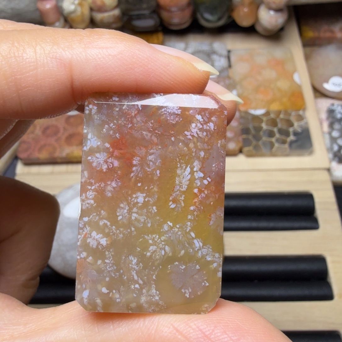 硅化玉未镶嵌冰彩蝴蝶花