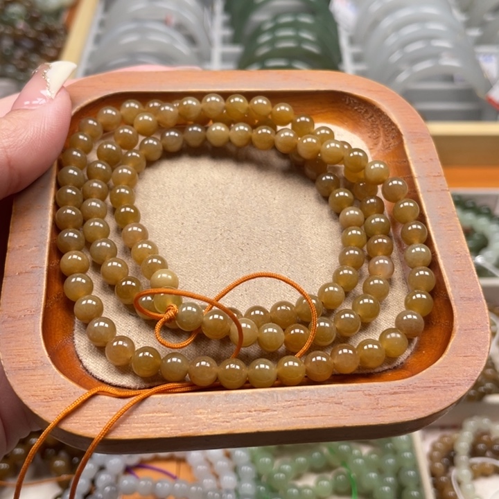 和田玉珠串6mm未镶嵌