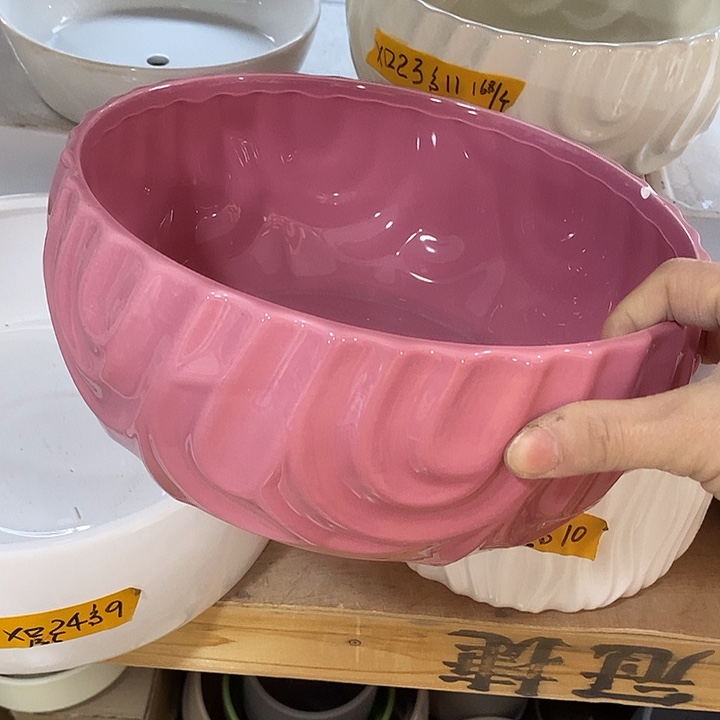 陶盆有孔 瑕疵针孔漏釉介意勿拍口 23高11