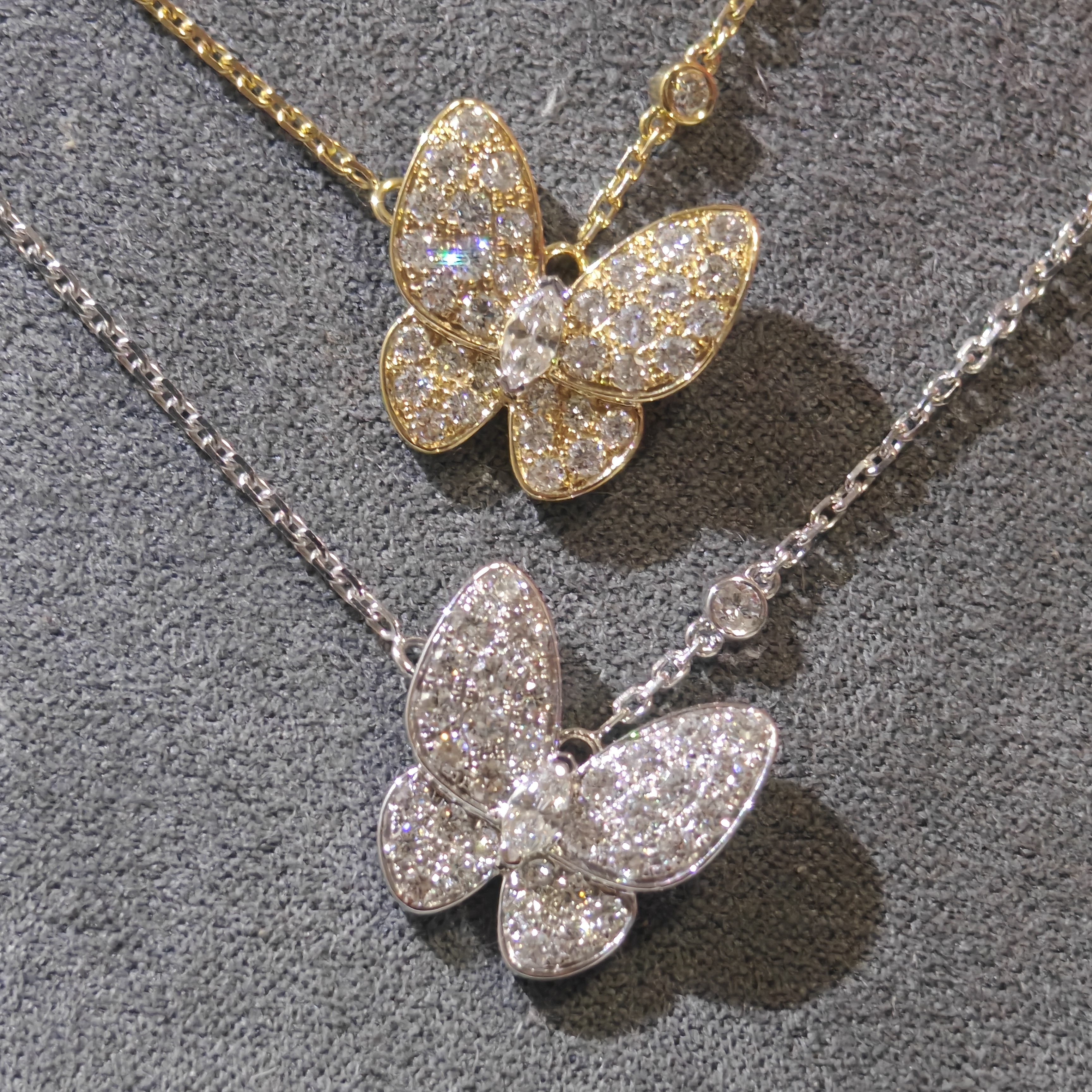 实验室培育钻石18k金蝴蝶项链培育钻石