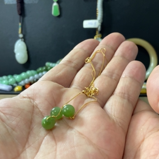 和田玉（碧玉）银S925镶嵌颈饰