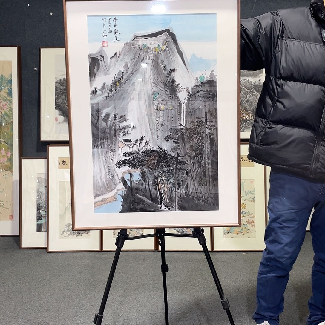 国画手绘画作品带框