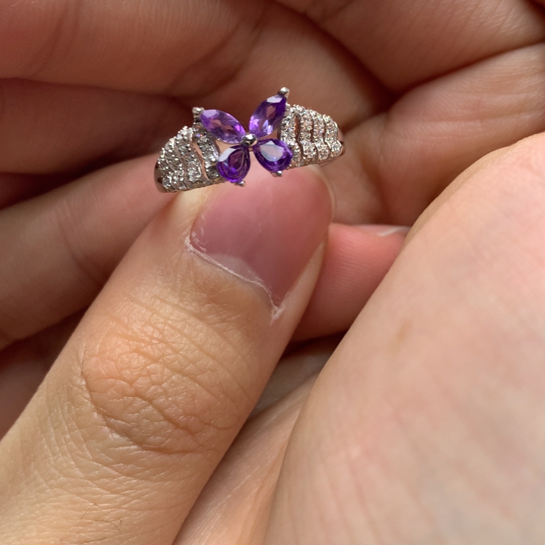 银S925镶嵌紫晶戒指