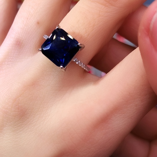 蓝宝石戒指银S925镶嵌