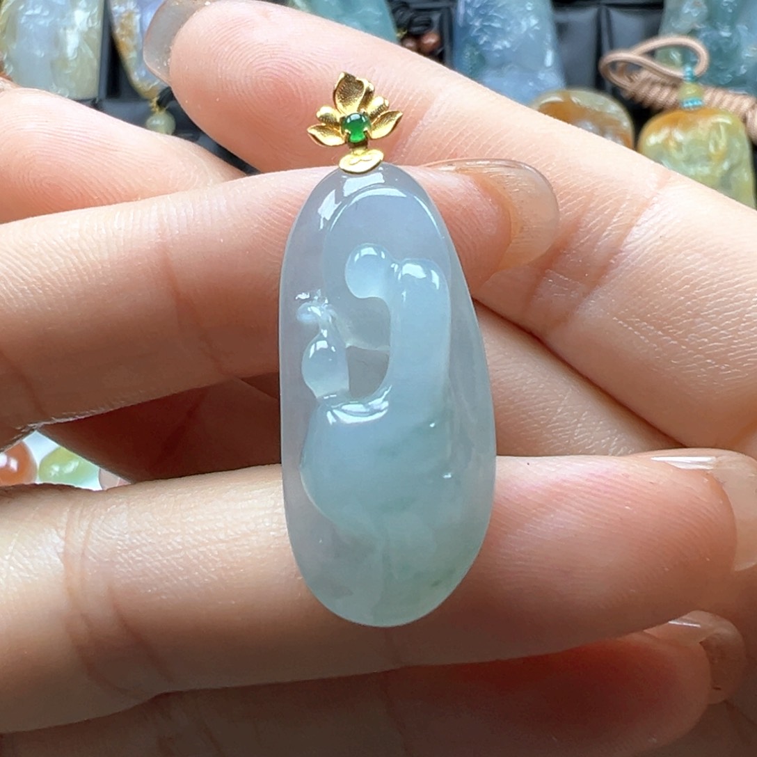 翡翠颈饰18K金镶嵌悟道