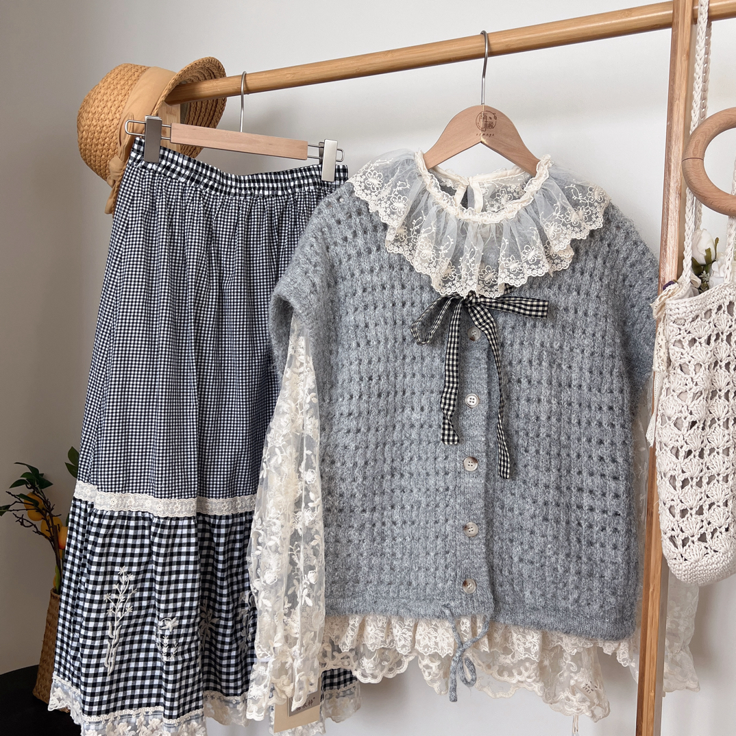 南橘 【毛衣合集】秋冬复古彩色花朵圆领开衫针织外套