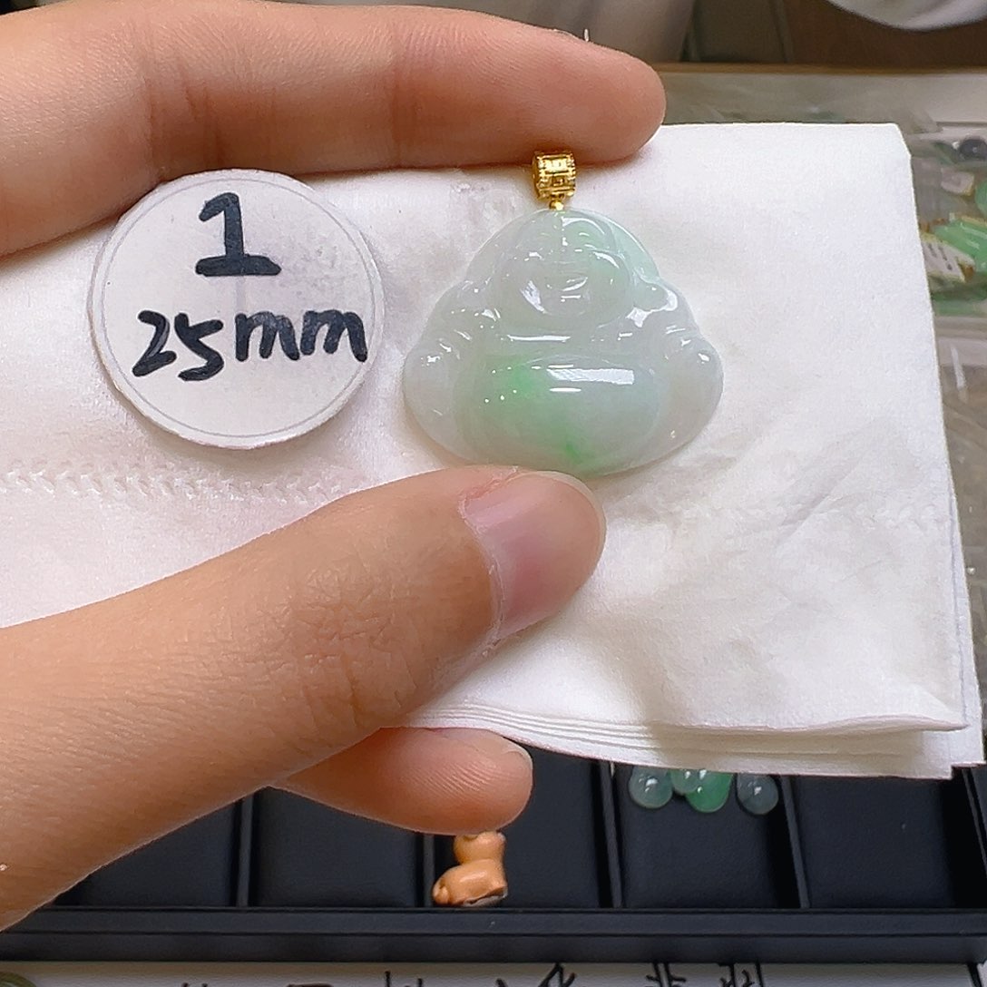 翡翠吊坠(不含链)18K金镶嵌翡翠