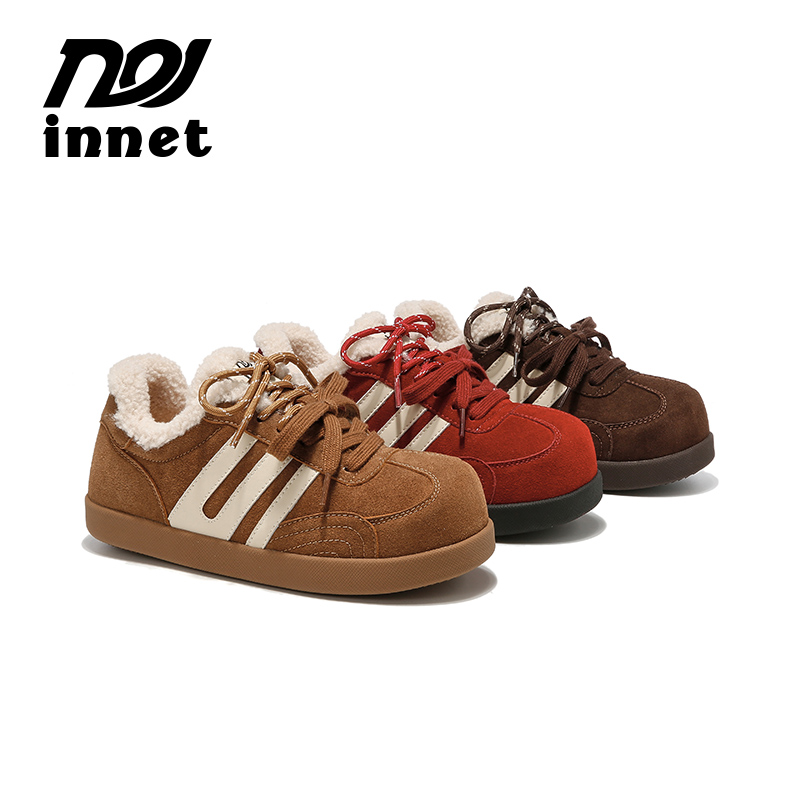 INNET【焦糖拿铁】冬季新款棉靴复古港风加绒休闲鞋1015