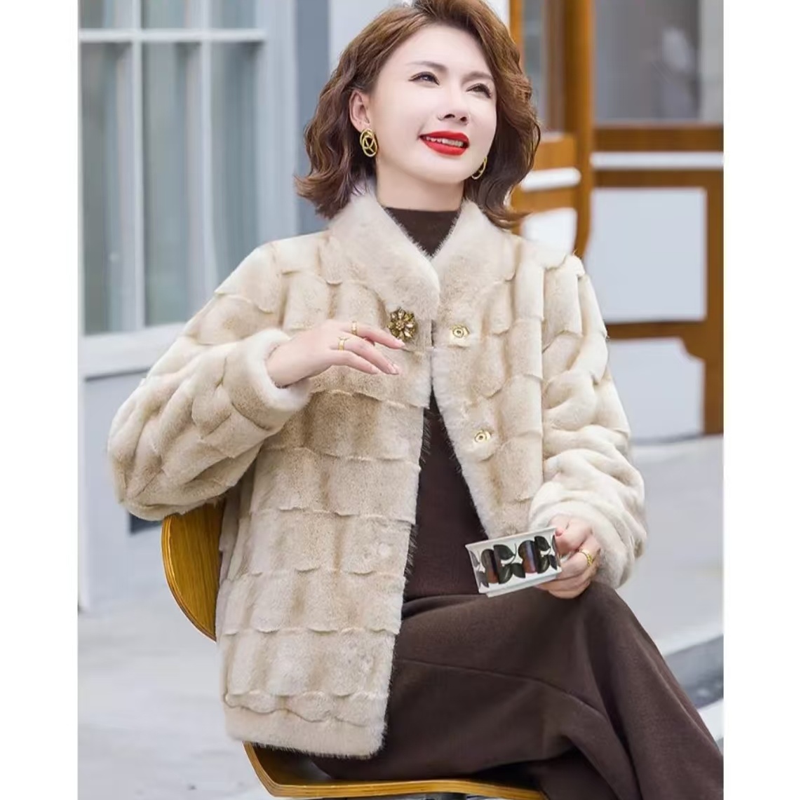 ~暖锦华裳~新款妈妈装 厚款冬季宽松时尚女装 洋气轻奢气质外套