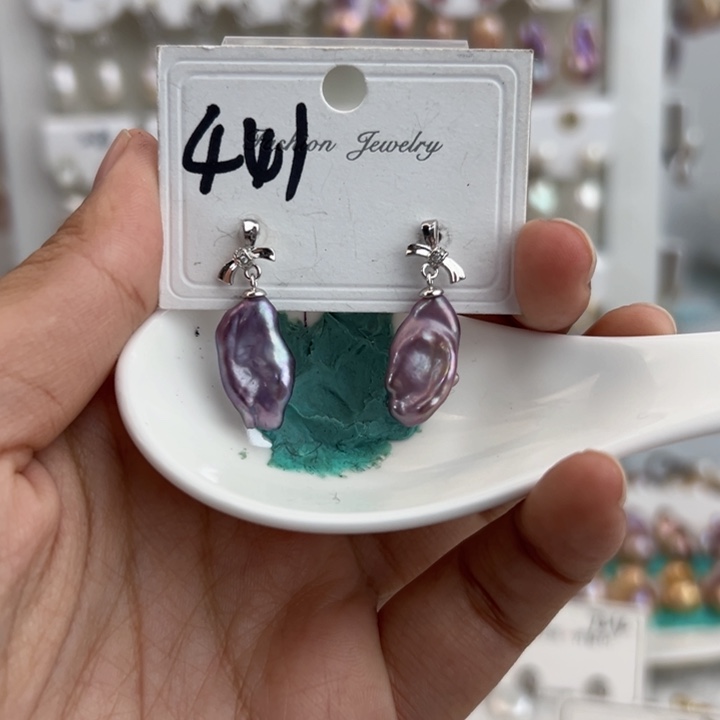 淡水珍珠耳饰银S925镶嵌