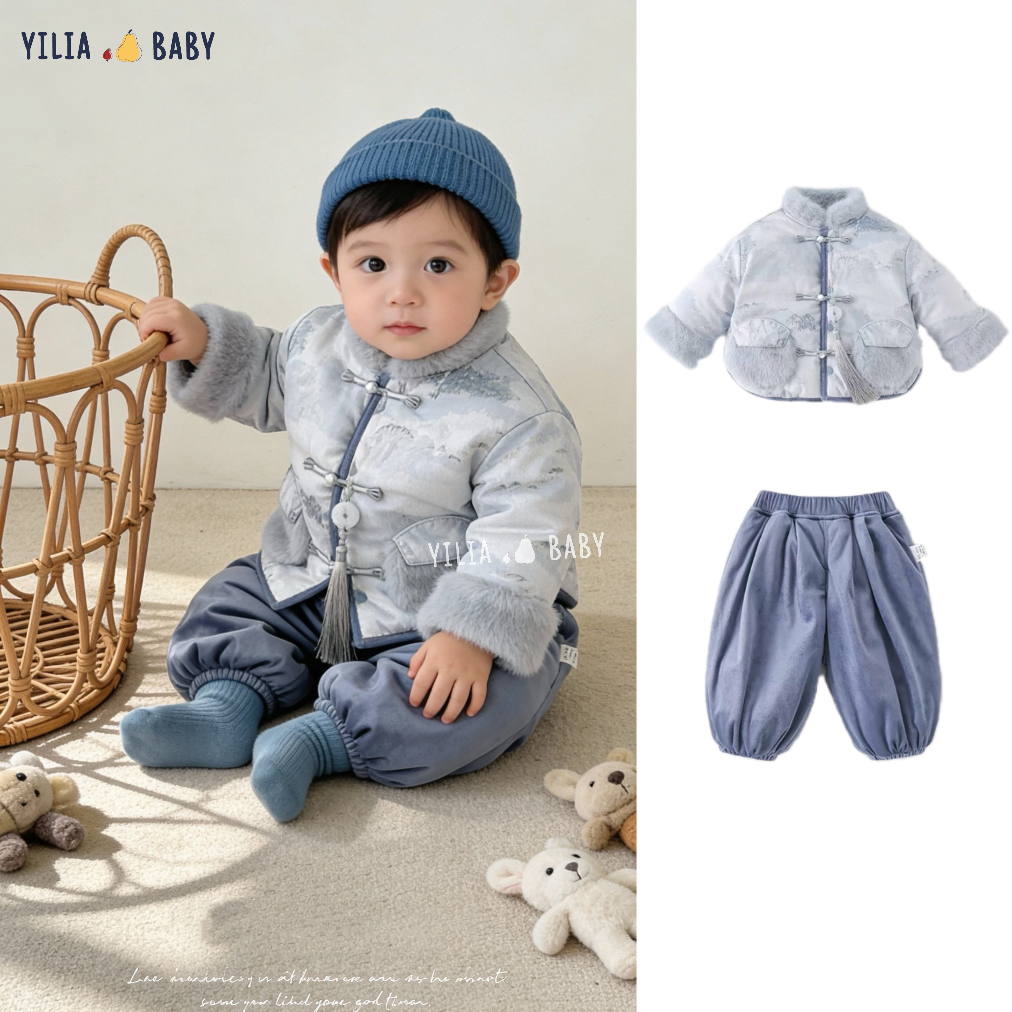 专属小男宝的中式！男宝冬季氛围加厚国风夹棉分体棉服｜烟雨客国