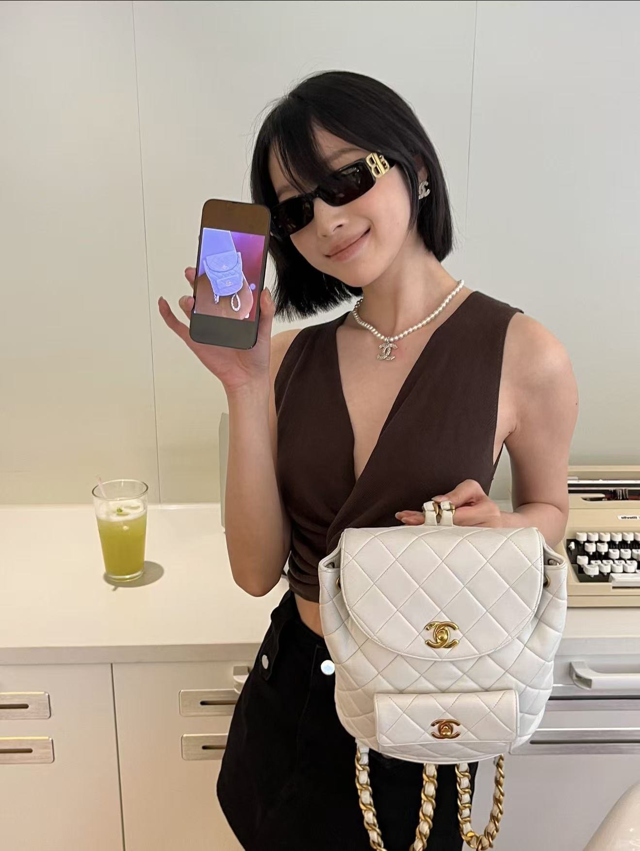 95新 Chanel/香奈儿 白金duma双肩包 小号 20cm 17099923