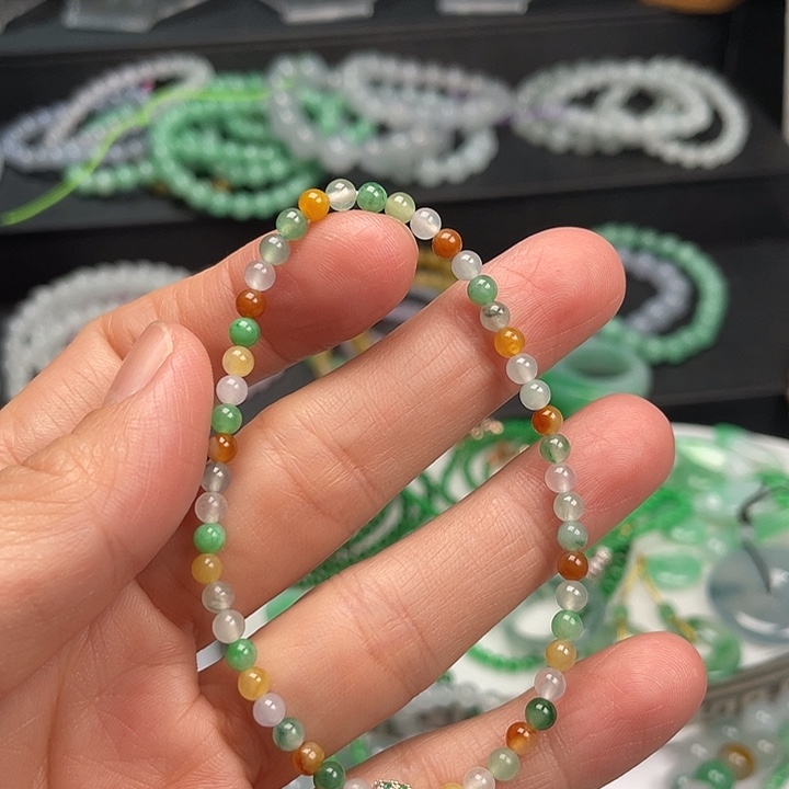 翡翠未镶嵌手链多宝手串