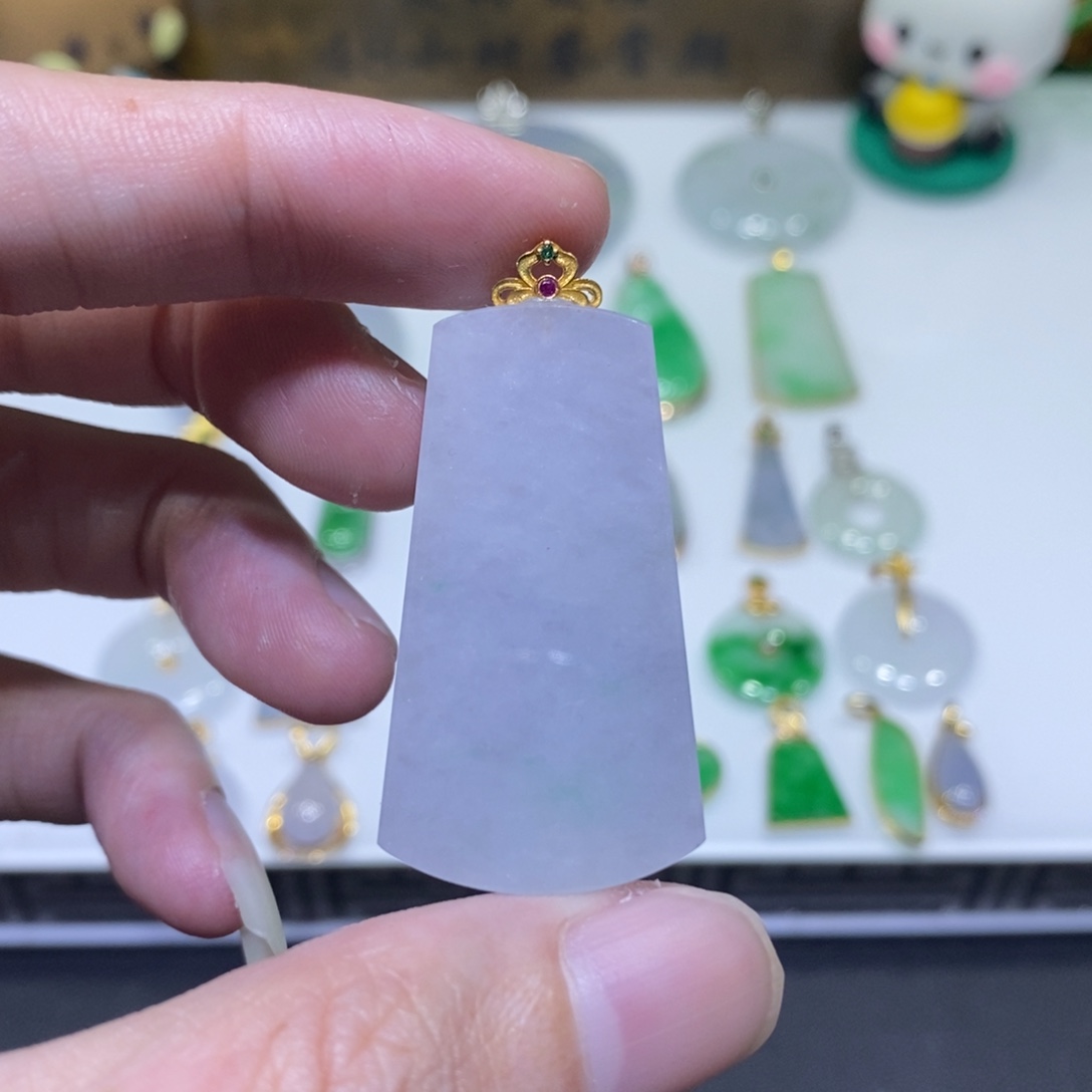 翡翠18K金镶嵌吊坠(不含链)