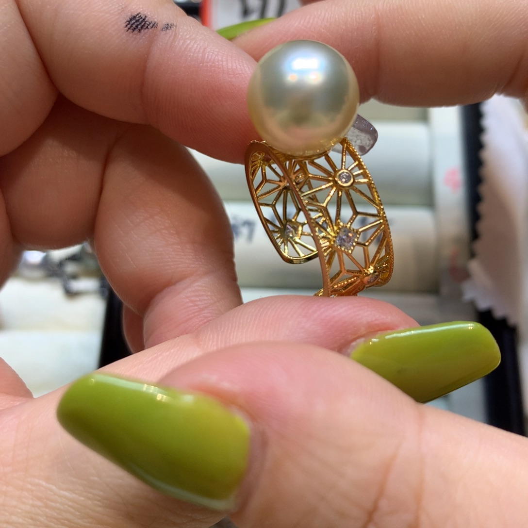 海水珍珠戒指银S925镶嵌