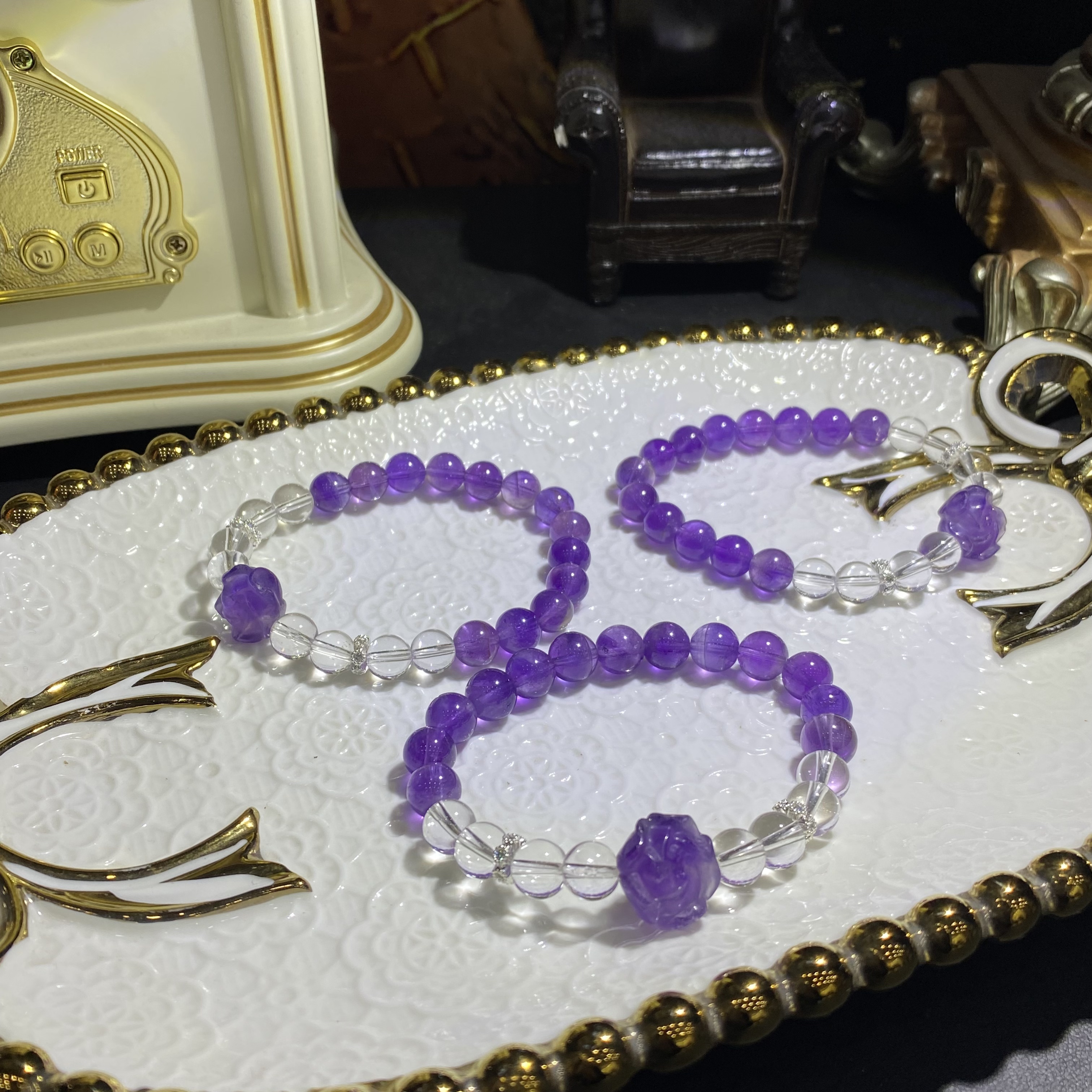 X1385-天然紫水晶手串单圈设计款-多样性发其一