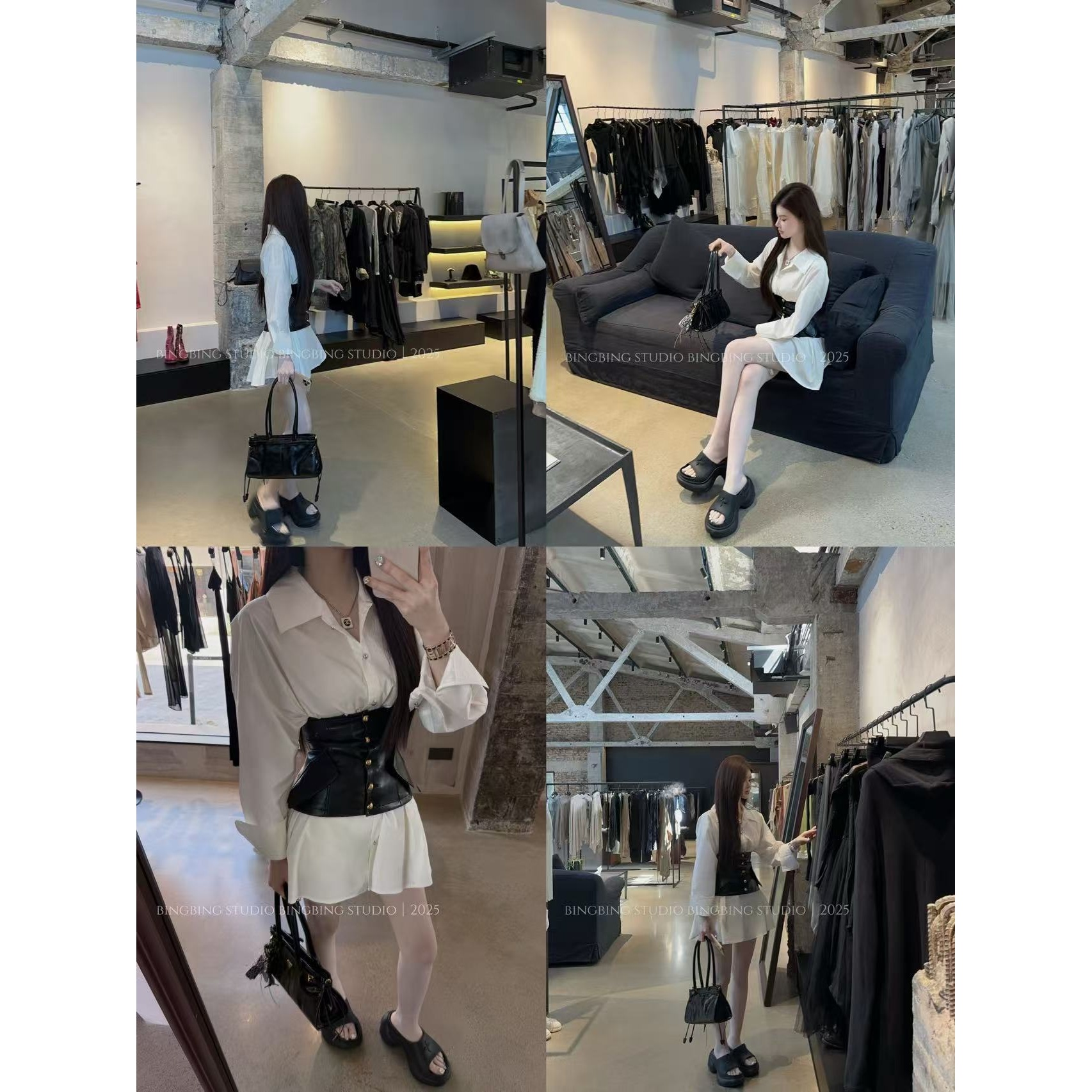 冰冰「慢调生活」夏季时尚气质百搭设计感轻奢棉衬衫BBC5CS4174