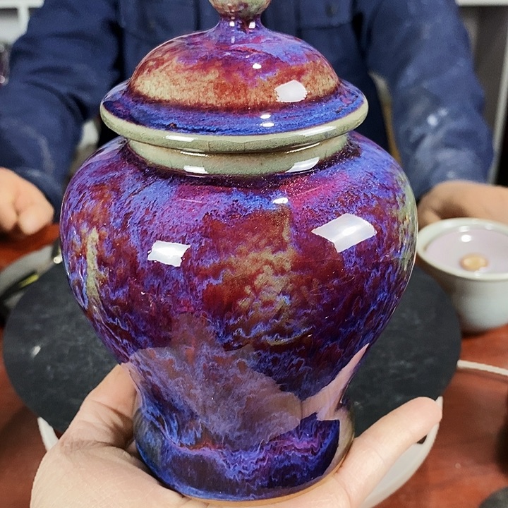 瓷片尚峰钧窑作品茶叶罐