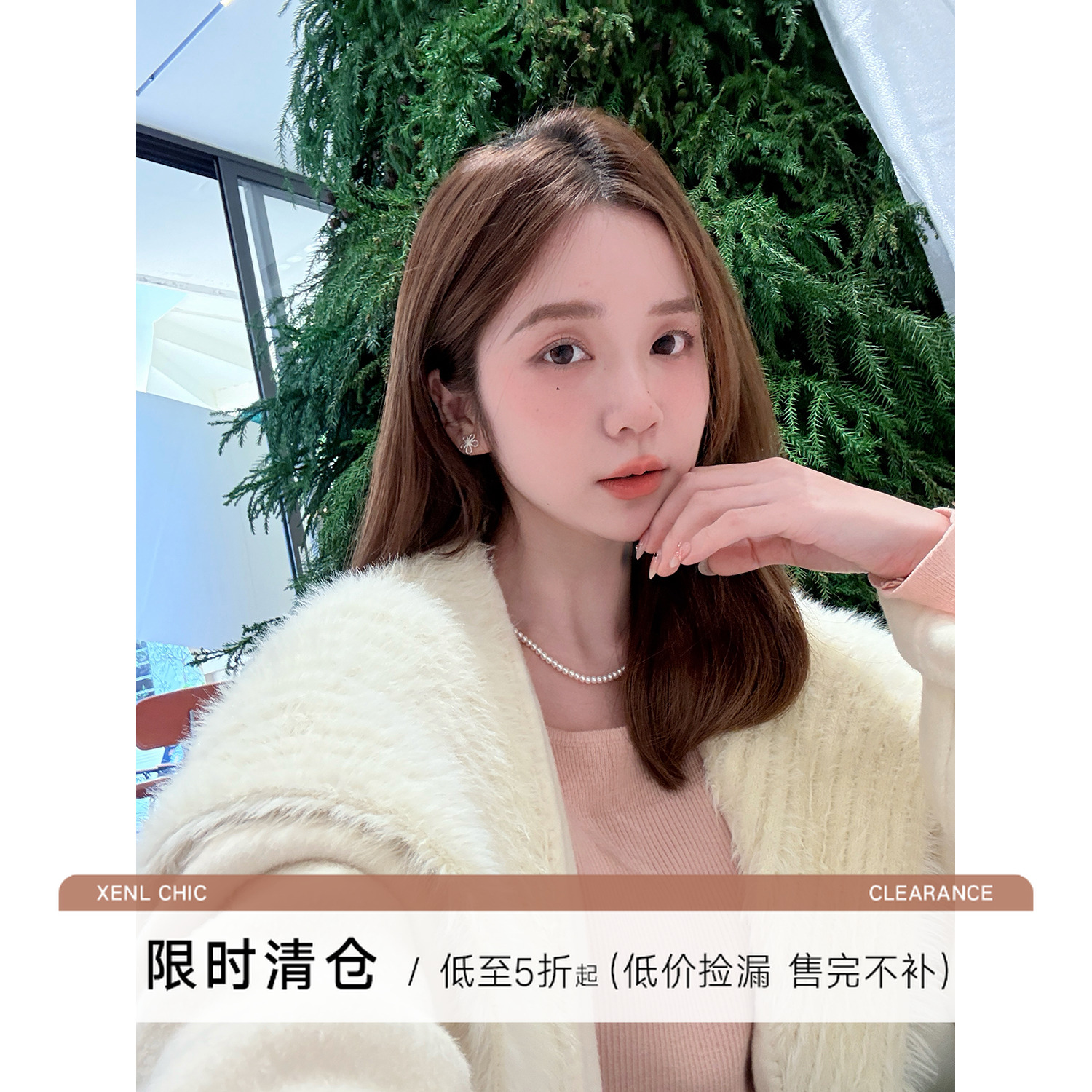 清仓陳文文【冬日暮雪】冬季翻领双面呢羊毛毛绒短款呢外套39244MN4