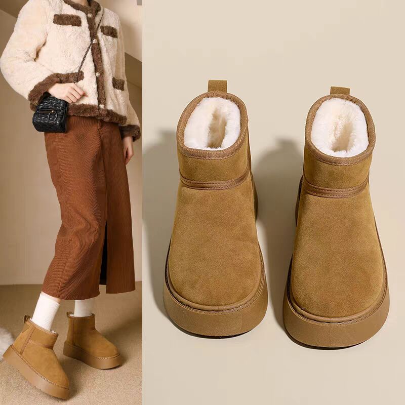 《高品质》2025冬季新款时尚百搭学生女士厚底加绒保暖棉鞋勃肯鞋