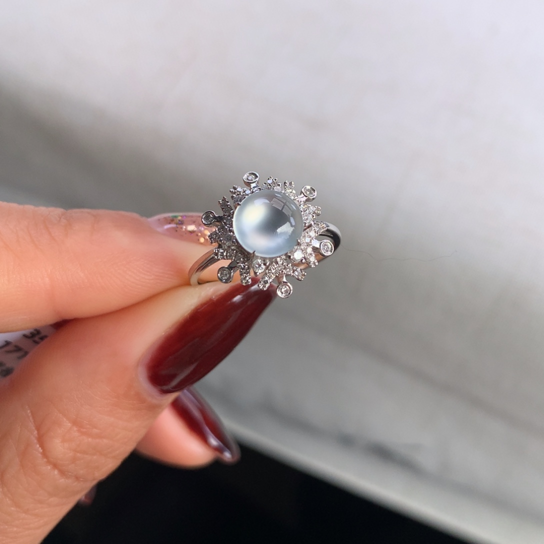 翡翠未镶嵌戒指白冰戒指（买断价3800）