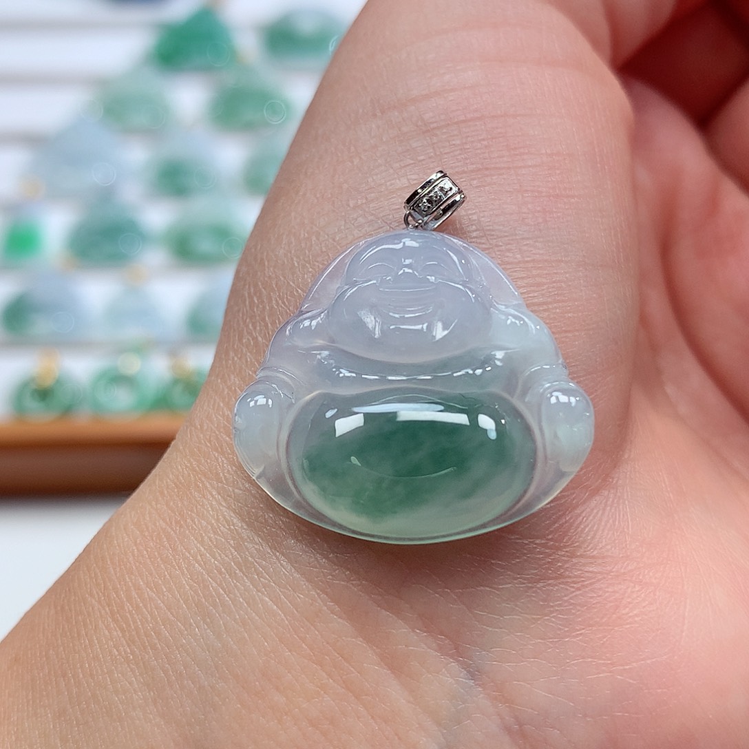 翡翠18K金镶嵌吊坠(赠链)23.8-26.8-5.2