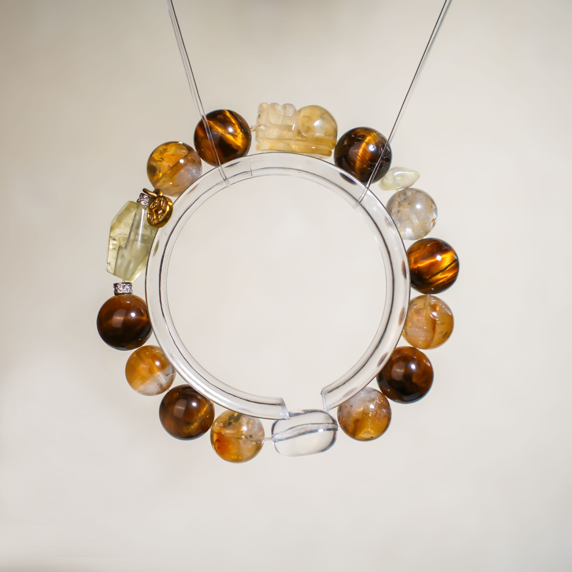 豆豆专属设计款【金霸】黄虎眼+黄塔晶+黄水貔貅11mm天然水晶手串