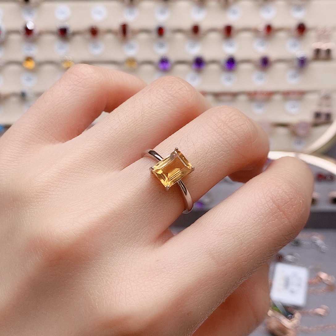 水晶戒指银S925镶嵌戒指