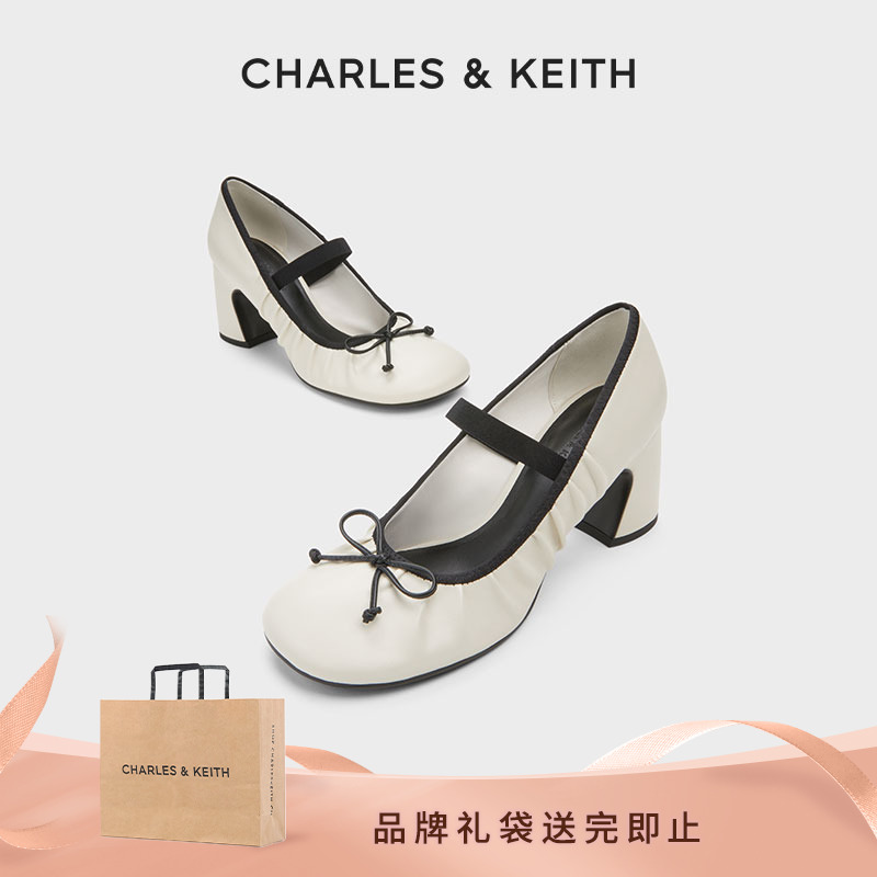 CHARLES & KEITH蝴蝶结高跟圆头玛丽珍鞋女 CK1-60920388 