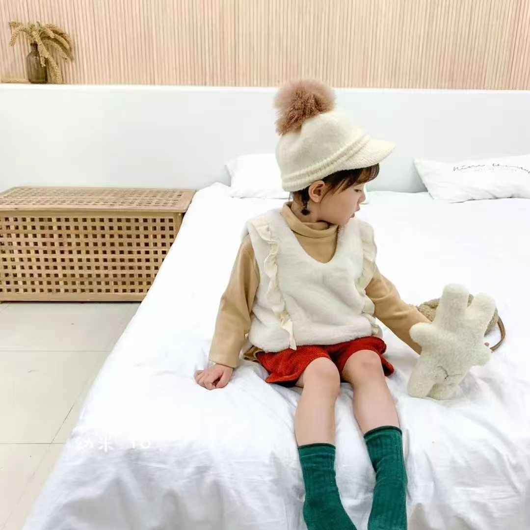 女纯色厚款女童马甲加上衣裙款两件套儿童