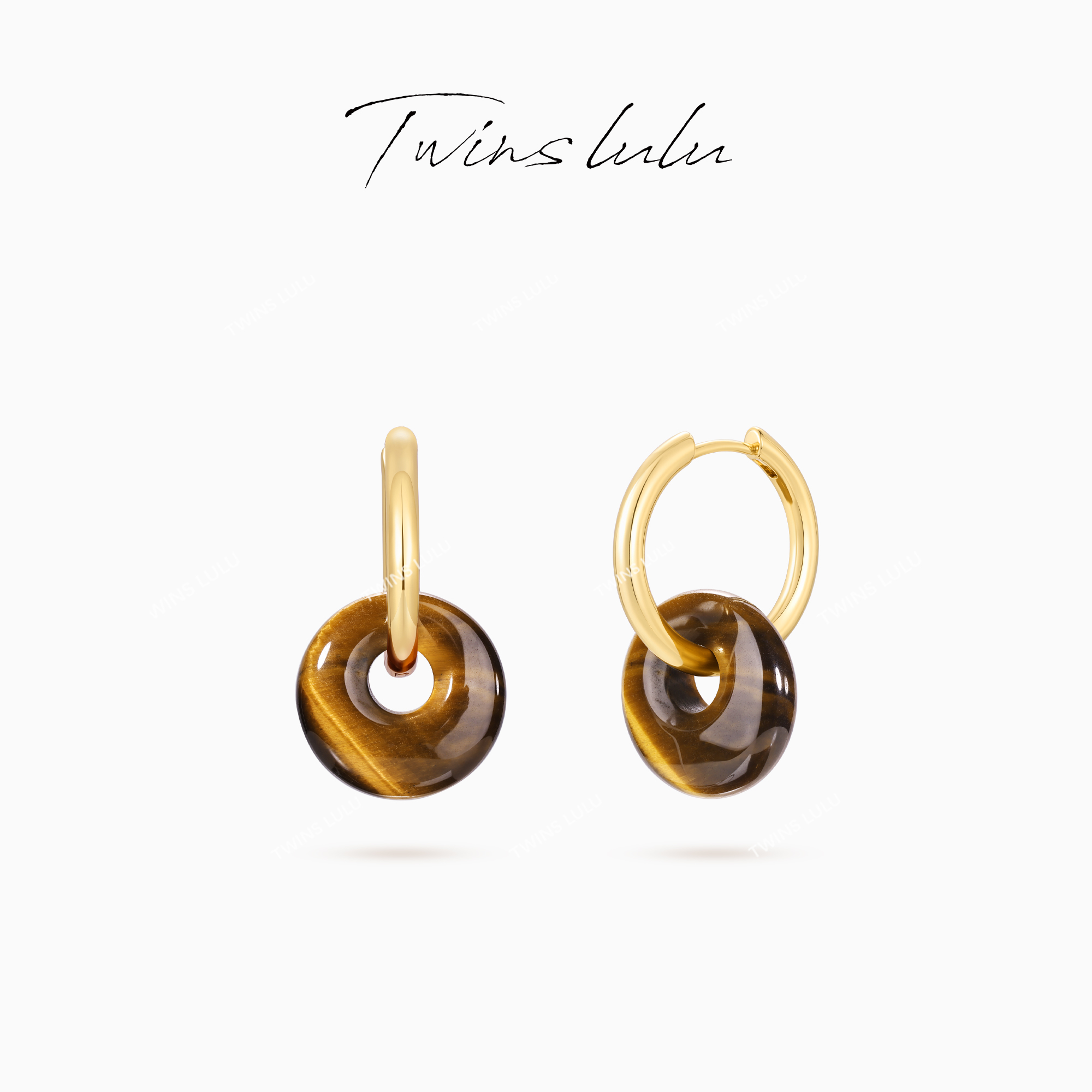 TWINS LULU 镀K金 新年款 棕色气质高级感圆形耳环TSL3044