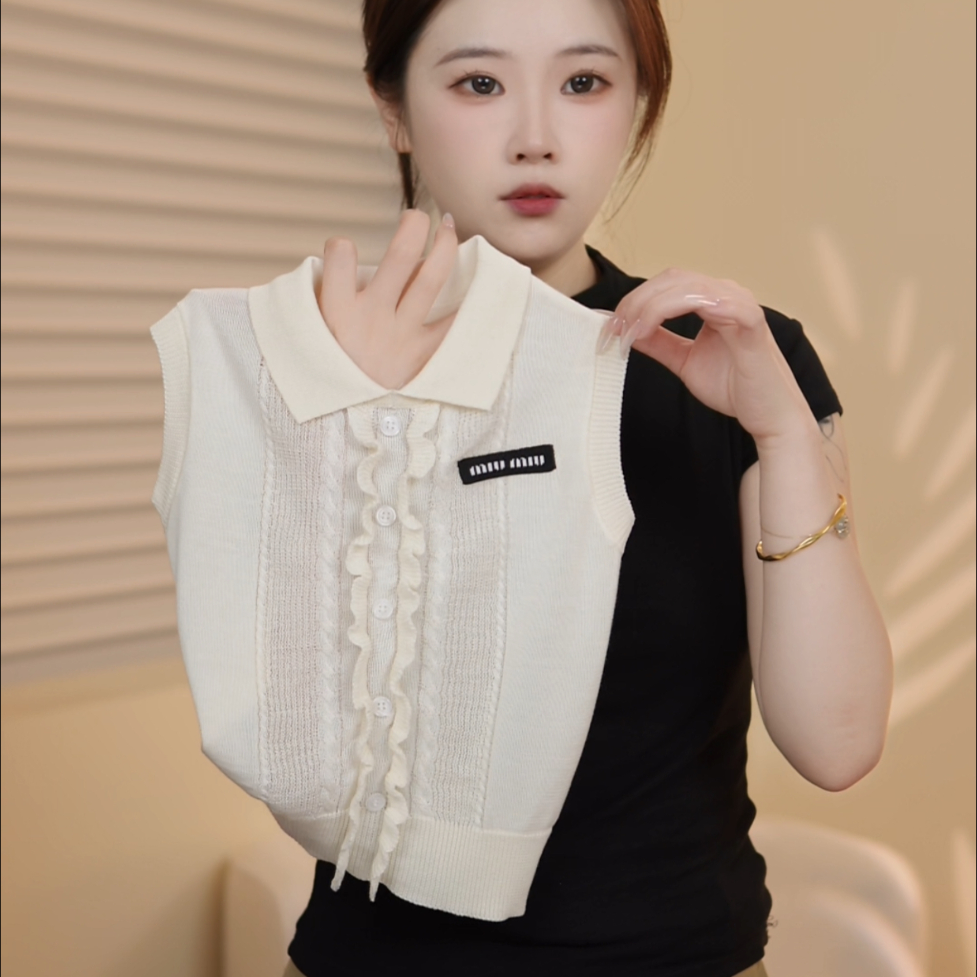 儿童女宝时尚花边蝴蝶结背心洋气百搭气质