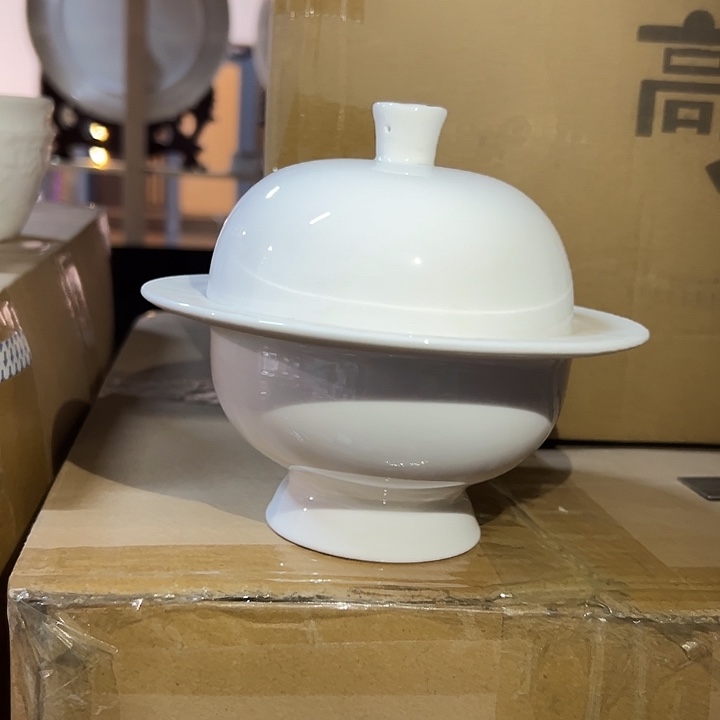 国营尾货骨瓷盖碗一套