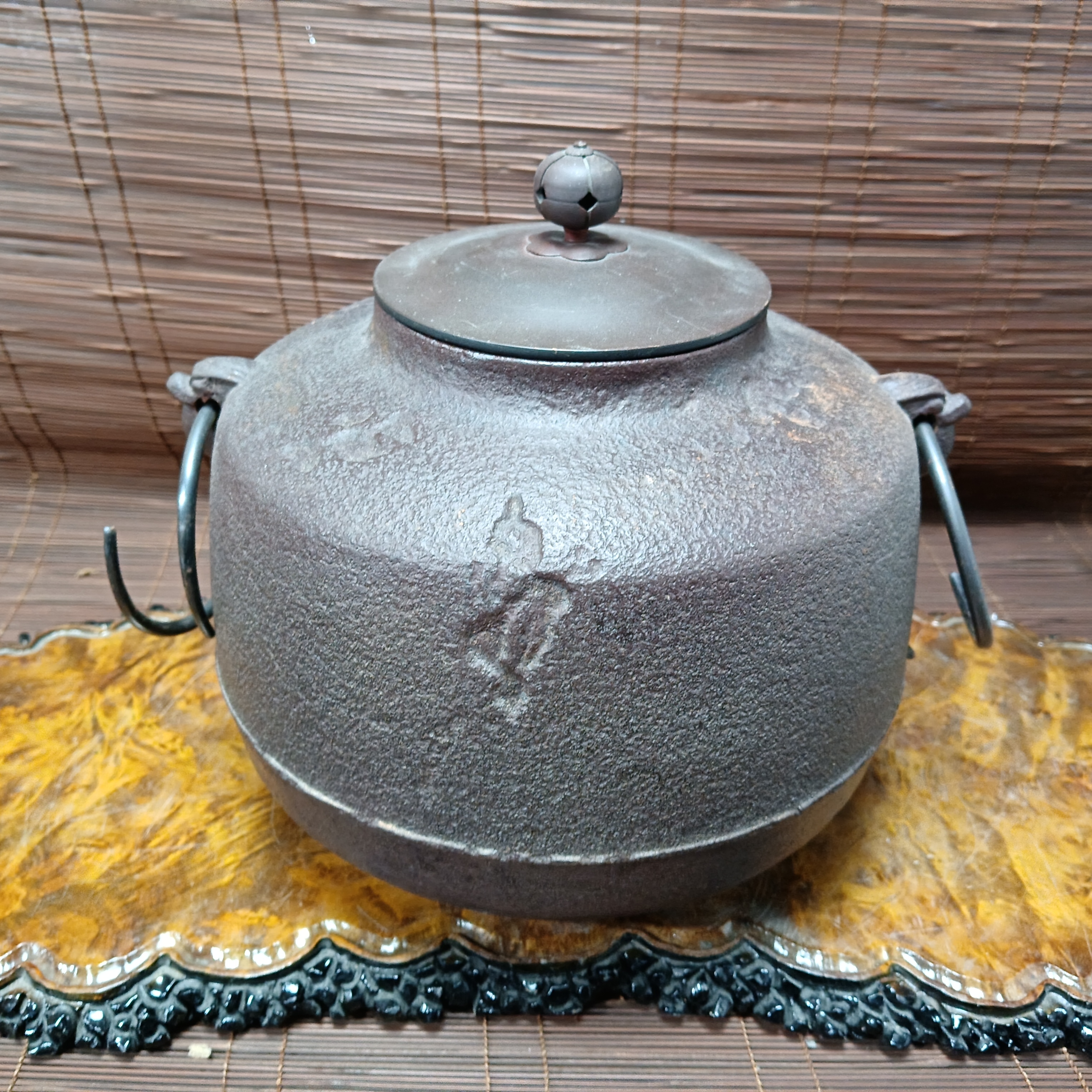151号博铜盖铁釜摆件礼品茶周边磨痕锈迹