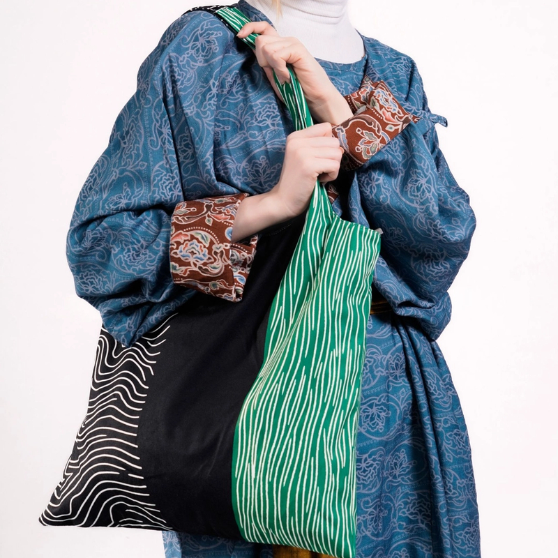 无则艺【拉链背心包】青墨包时尚印花运动单肩环保百搭