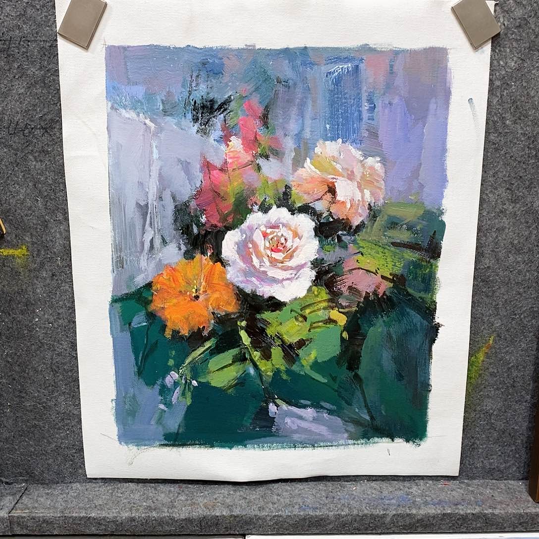 油画花卉画芯50x 40 c m