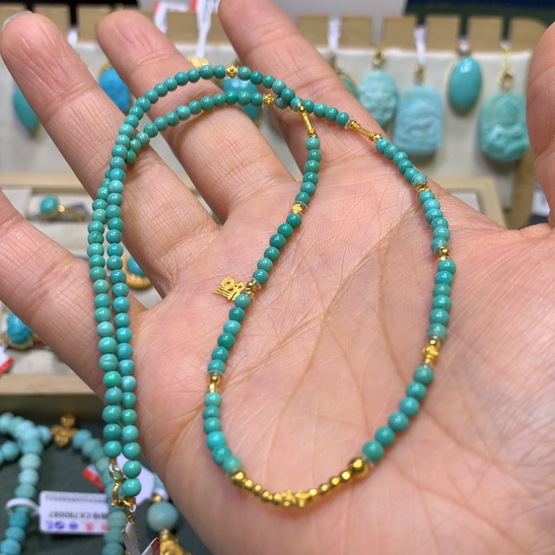 绿松石项链18K金镶嵌
