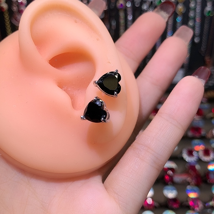 蓝宝石耳饰银S925镶嵌8山蓝