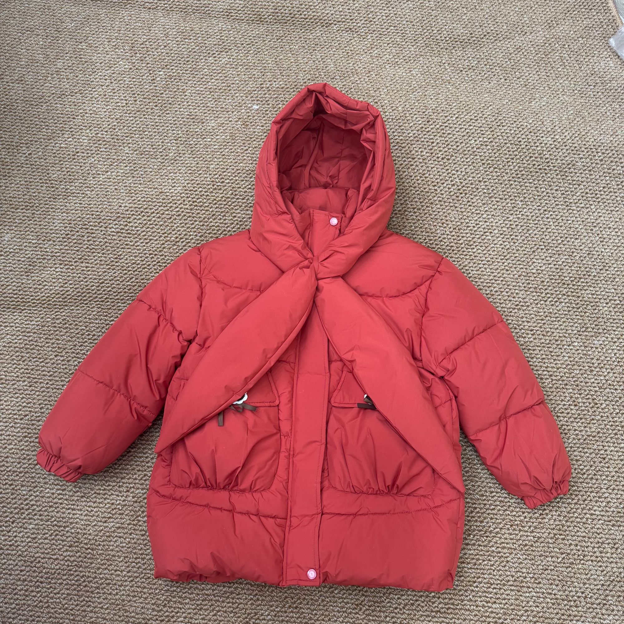 3棉服保暖加厚儿童冬季连帽时尚休闲洋气蝴蝶结