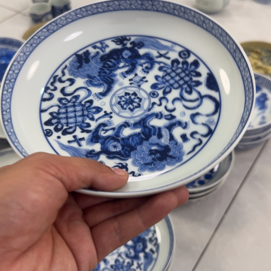 陶摆件青花狮子大壶承