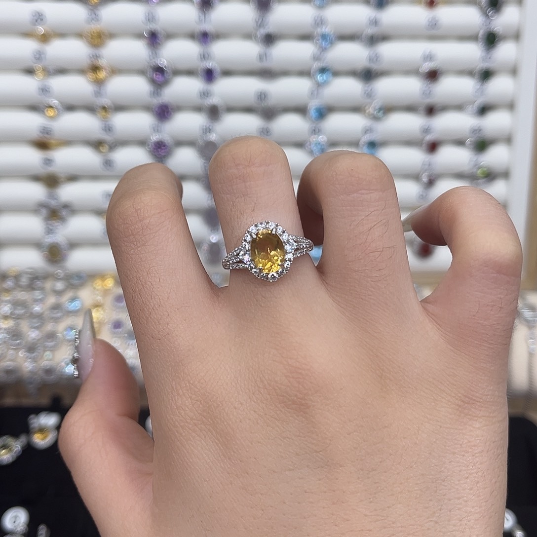 戒指银S925镶嵌黄晶