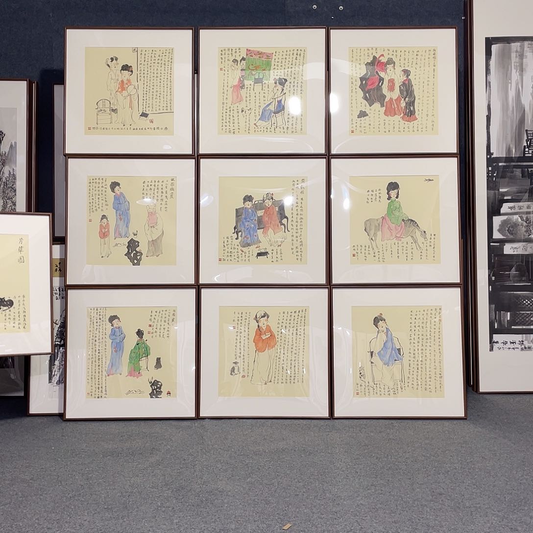 国画手绘画作品带框发货