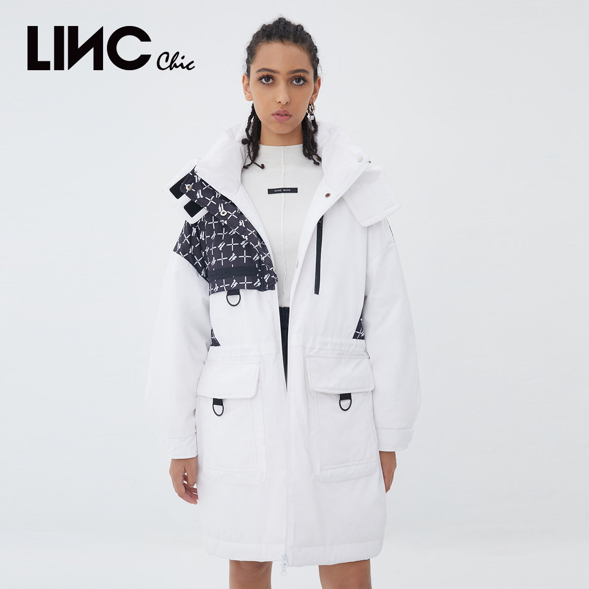 LINC金羽杰羽绒服女款2022年新款中长款羽绒服女冬季Y21806196