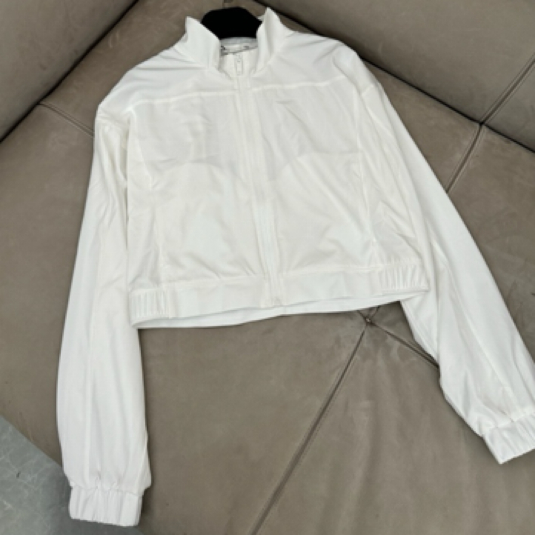 袖子小方块字母设计款-立领防晒速干短款瑜伽拉链外套·时尚休闲