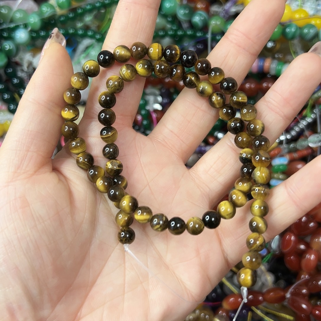 玛瑙/玉髓合金珠宝半成品，卡6黄虎眼一条