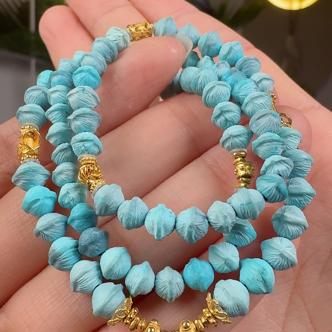 绿松石珠宝奇石18K金镶嵌